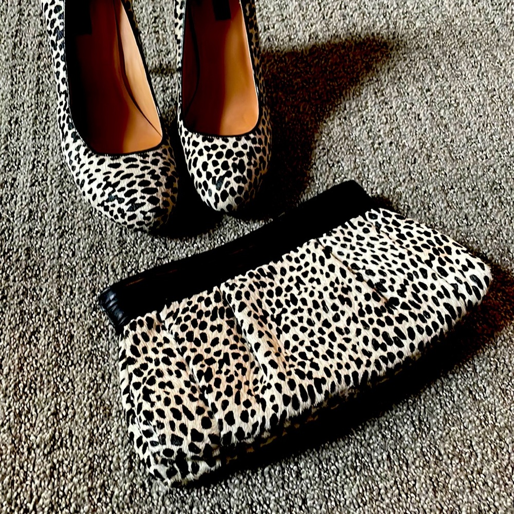 Animal hair/print clutch by Ann Taylor with magnetic closure